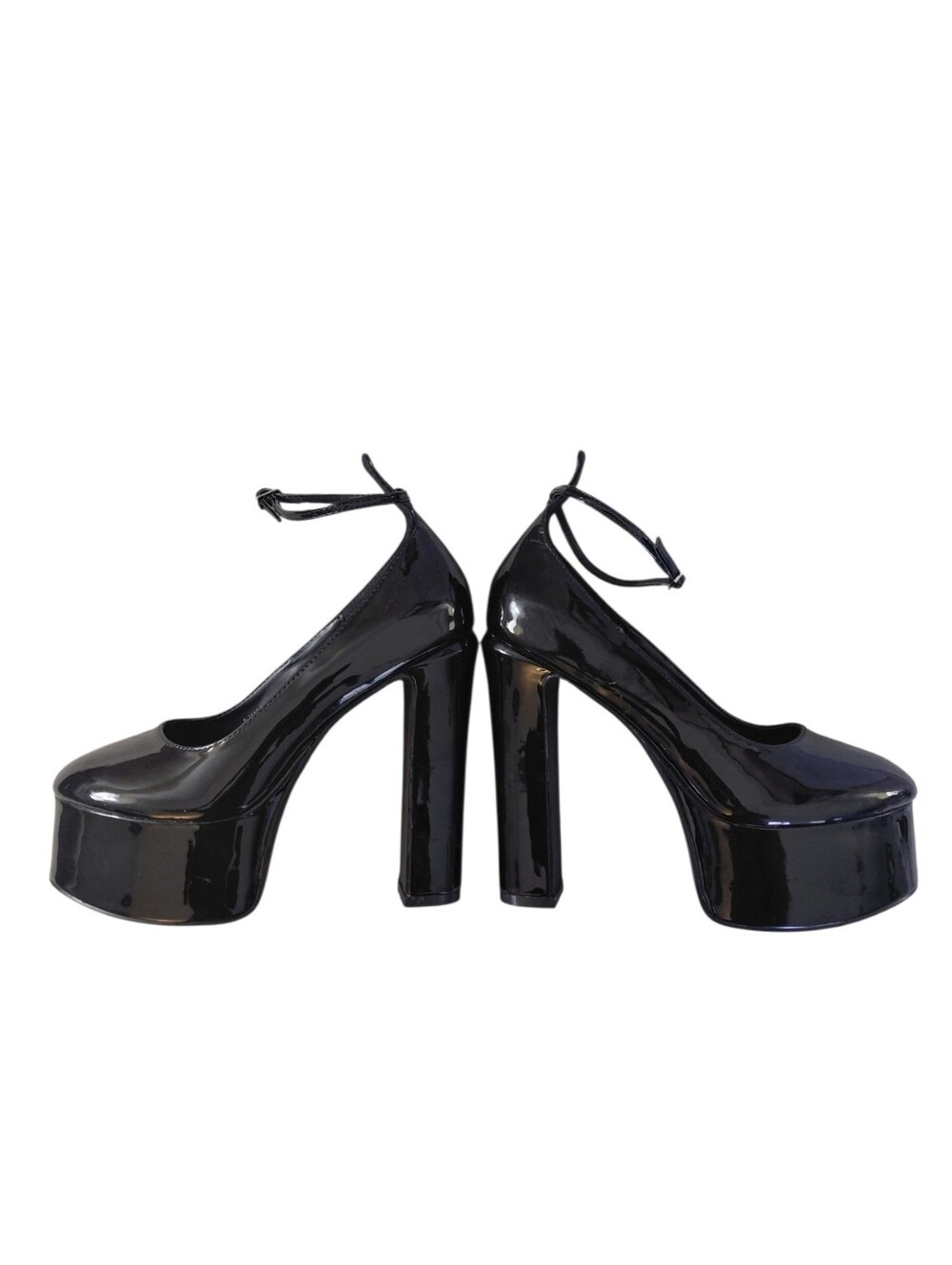 NEW Public Desire Black Patent Platform Mary Jane Heels with Ankle Strap size 6 - Picture 5 of 11